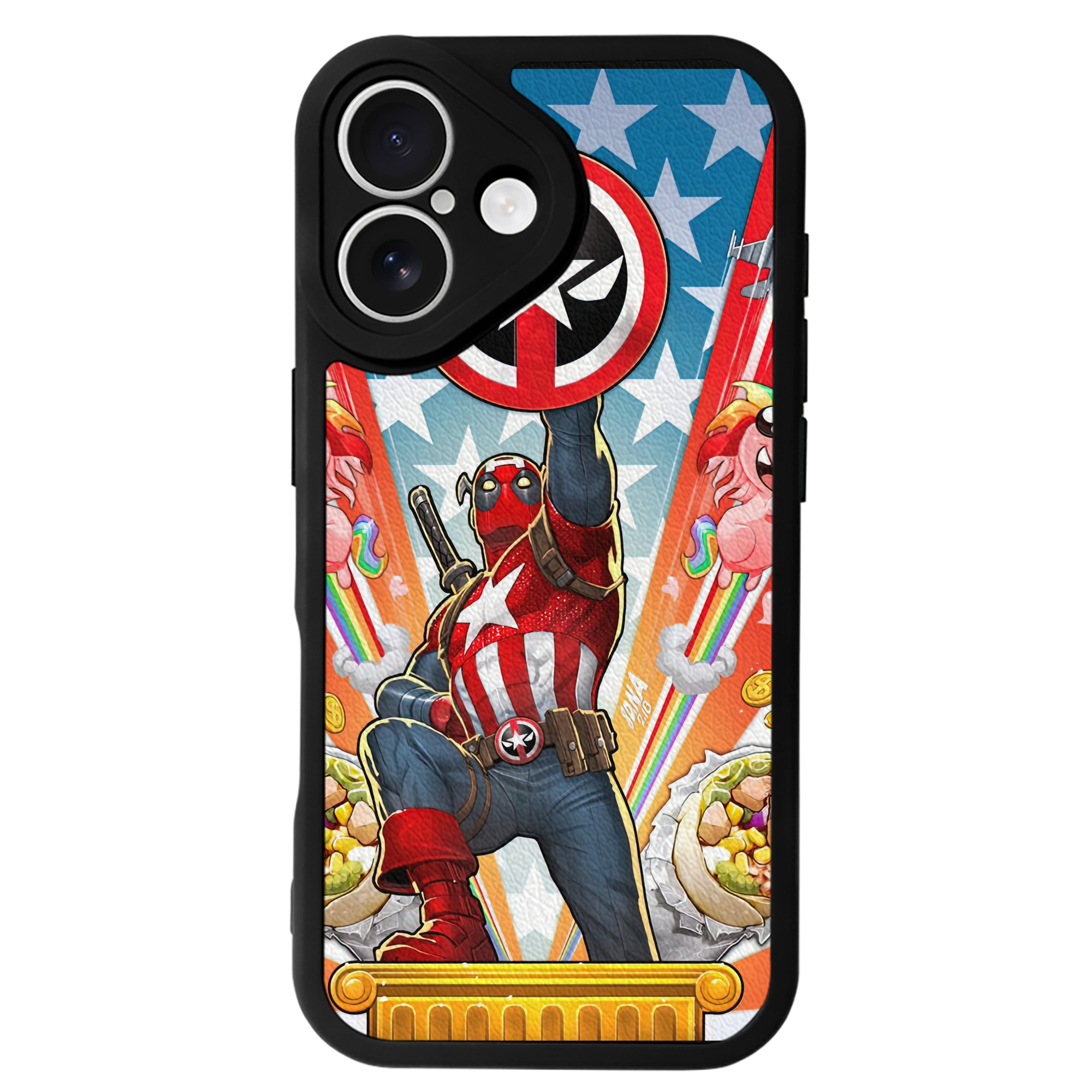 （画像用） Deadpool デッドプール 【iPhone 16シリーズ対応】シリコンスマホケース（レザー調） 材質：シリコン